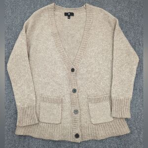 Banana Republic Wool Cotton Cardigan Sweater Size L, Natural, Minimalist, Cabin
